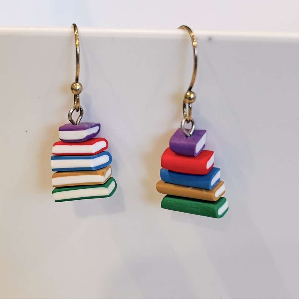 Bookcore clay earrings  book lovers 14k gold plated earrings‎